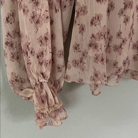 Aakaa Floral Blouse - Cream and Purple - Picture 7 of 12